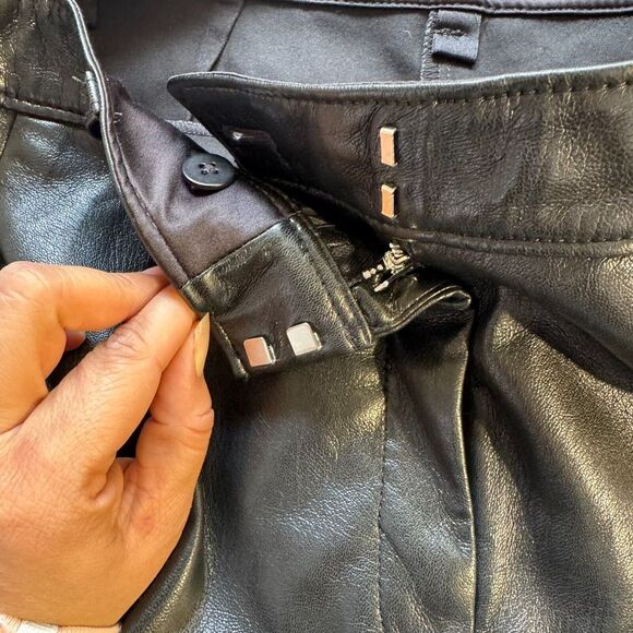Aritzia Babaton Command Cropped Mid-rise Vegan Leather Black Trousers Size 8 - Picture 4 of 12